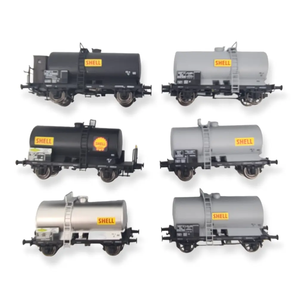 Set de 6 wagons citernes OCEM SHELL - Ree Modèles WB-722 - HO 1/87 - SNCF - Ep III - 3