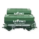 Set 2 Wagons céréaliers UFAC Moulin du Bos vert REE MODELES WB734 SNCF - HO 1/87 - 2