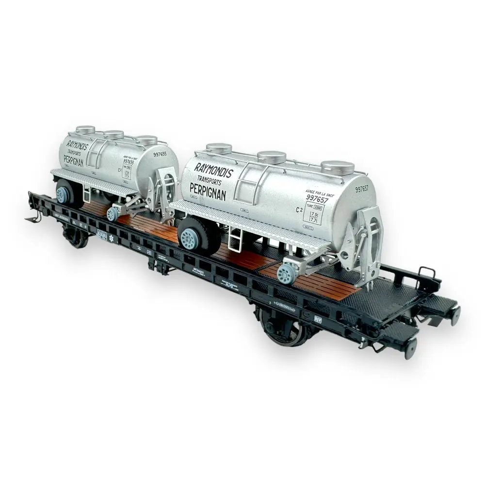 Wagon UFR Bi-Porteur et Remorques RAYMONDI - REE MODELES WB615 - HO : 1/87 - EP. III  - 2