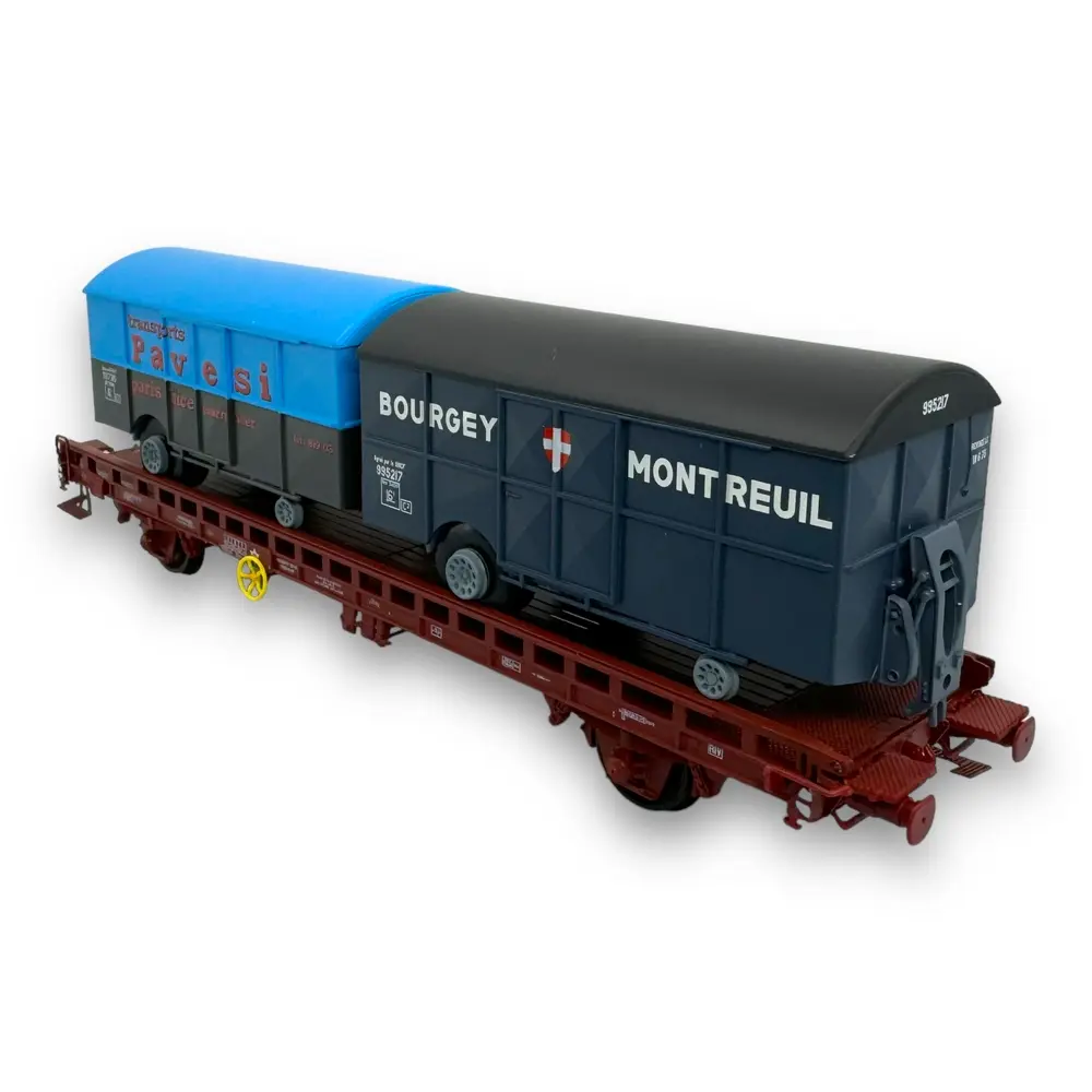 Wagon UFR Bi-Porteur Fourgon - PAVESI & BOURGEY-MONTREUIL - REE MODELES WB642 - HO : 1/87 - EP. IV  - 2