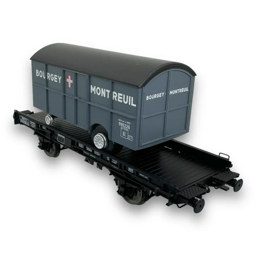Wagon UFR Mono-Porteur + Remorque Fourgon "BOURGEY" - REE Modeles WB647 - HO 1/87 - 2
