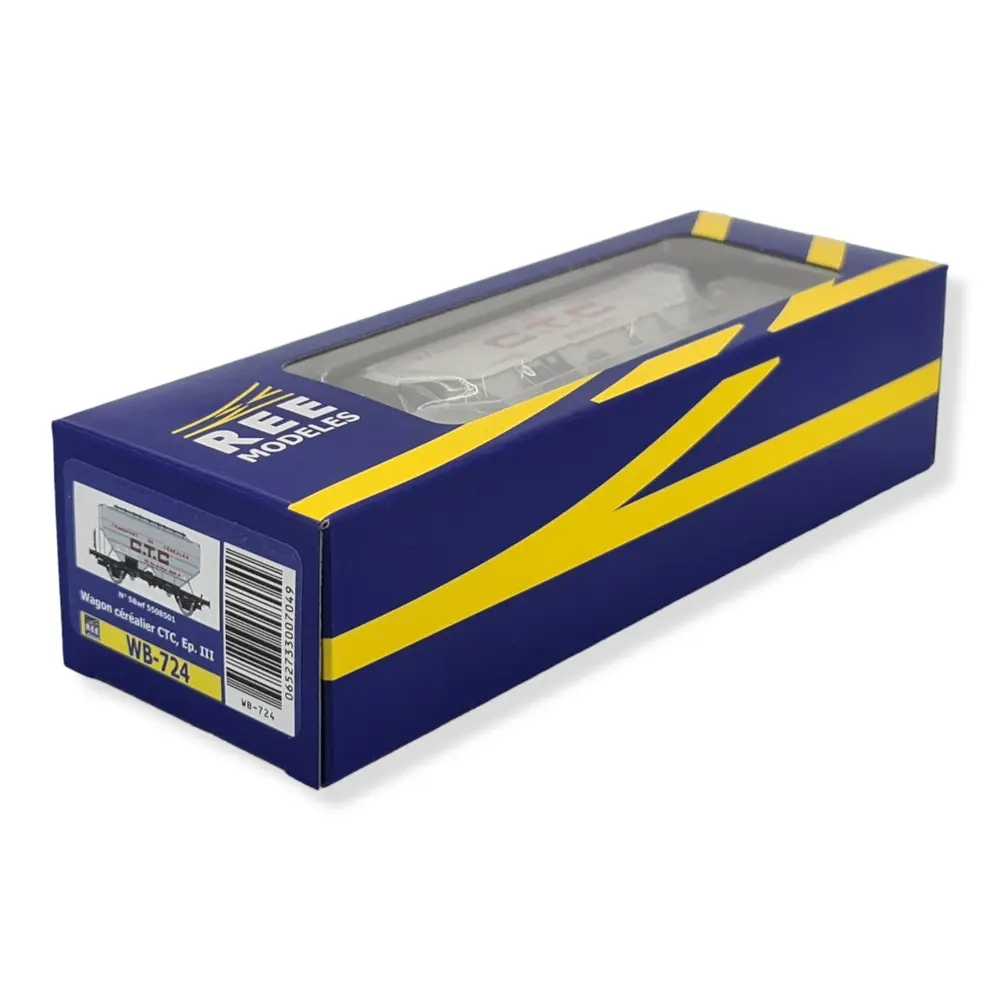 Wagon céréalier CTC gris, châssis noir - REE MODELES WB724 SNCF HO 1/87 - EP III - 4