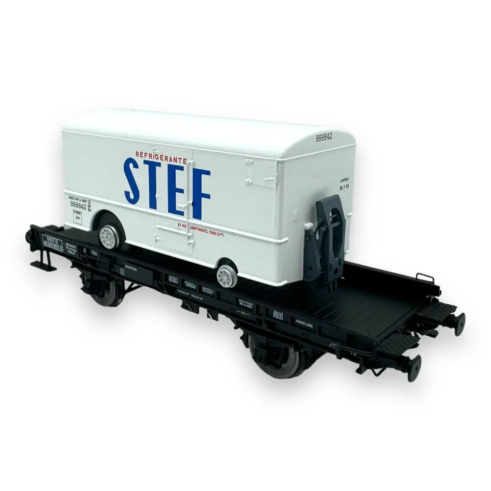 Wagon UFR Mono-Porteur + Fourgon Frigo "STEF" REE Modeles WB651 - HO 1/87 - 2