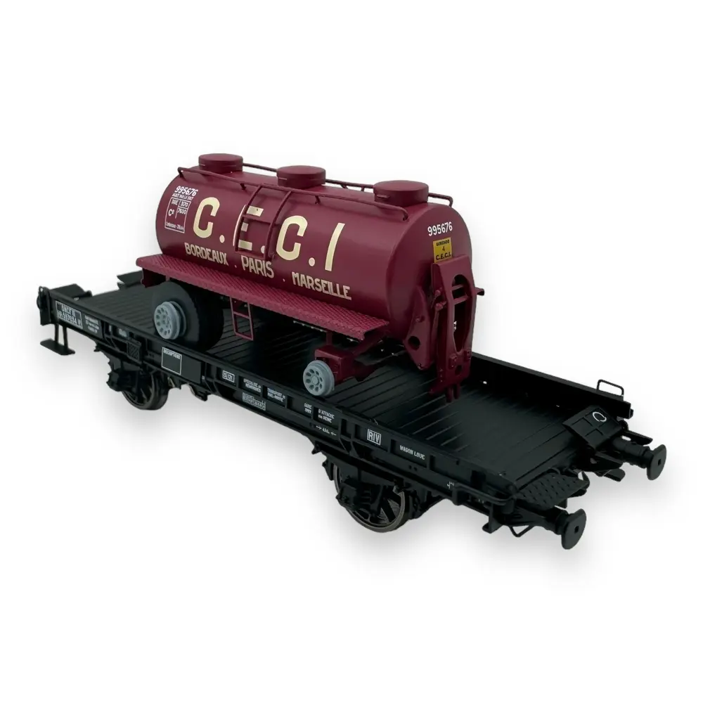 Wagon UFR Mono-Porteur + Remorque citerne "CECI" REE Modeles WB644 - HO 1/87 - 2