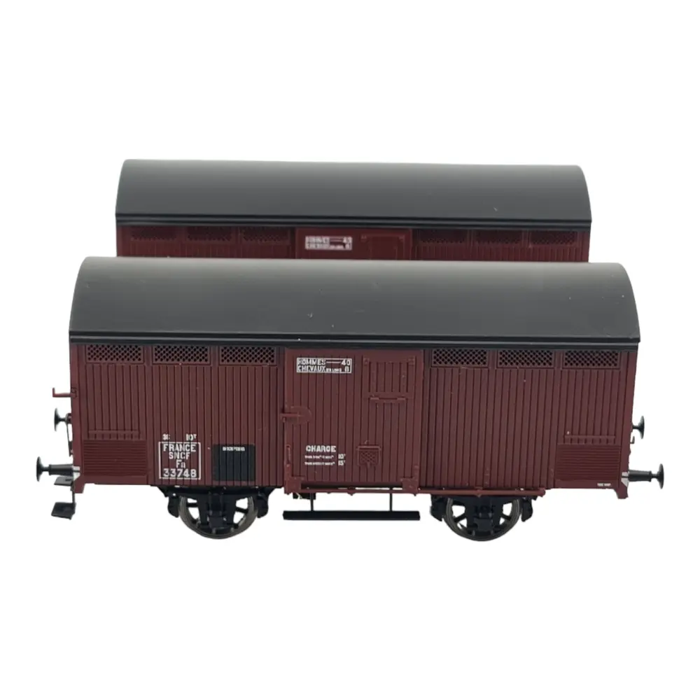 Set 2 Wagons primeurs 10T rouge sideros REE MODELES WB761 - SNCF HO 1/87 - EP II - 2