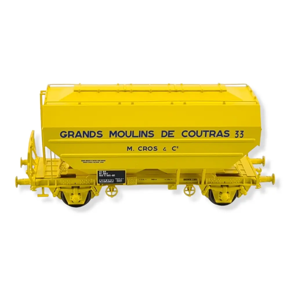 Wagon céréalier Grands Moulins de Coutras jaune - REE MODELES WB733 SNCF HO 1/87 - 2