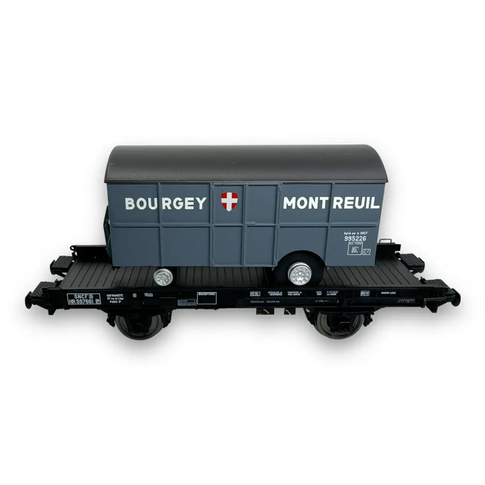 Wagon UFR Mono-Porteur + Remorque Fourgon "BOURGEY" - REE Modeles WB647 - HO 1/87 - 3