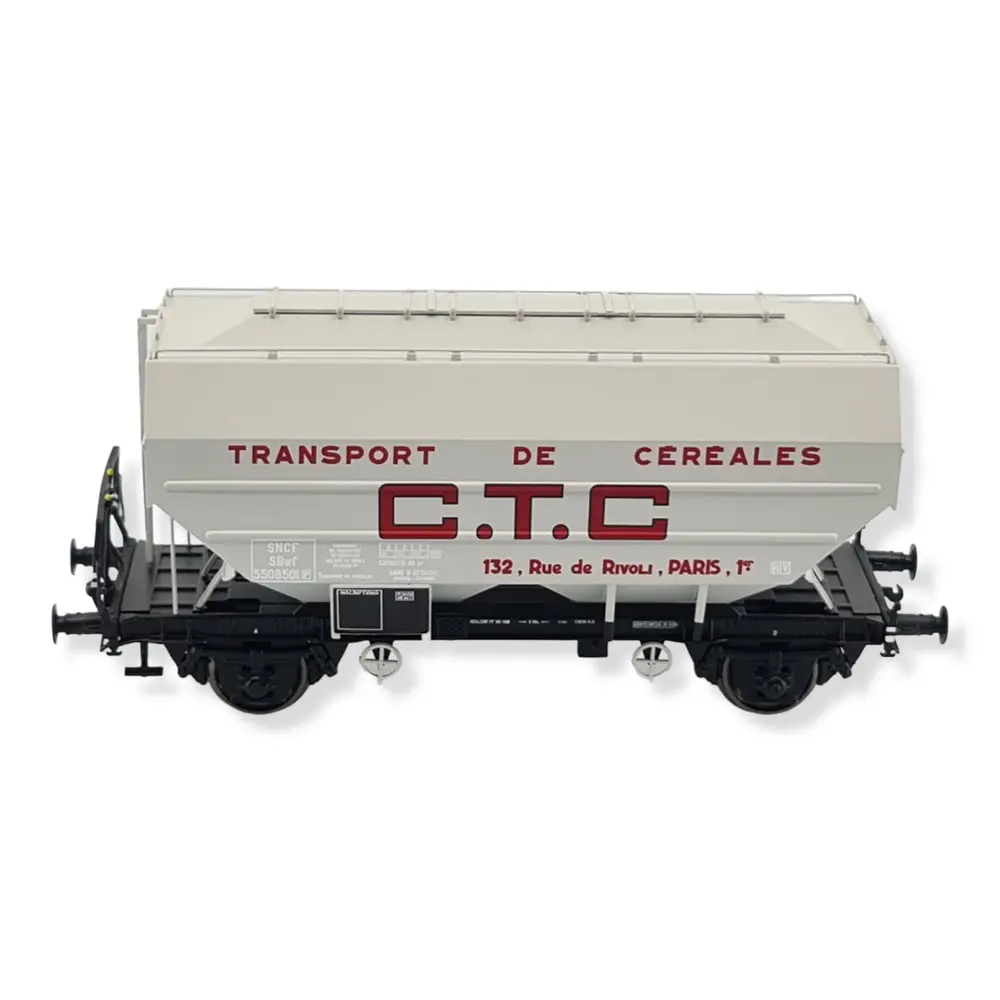 Wagon céréalier CTC gris, châssis noir - REE MODELES WB724 SNCF HO 1/87 - EP III - 2