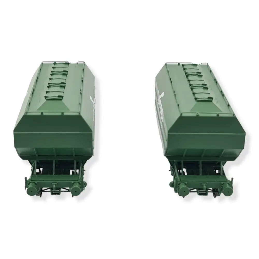 Set 2 Wagons céréaliers UFAC Moulin du Bos vert REE MODELES WB734 SNCF - HO 1/87 - 3