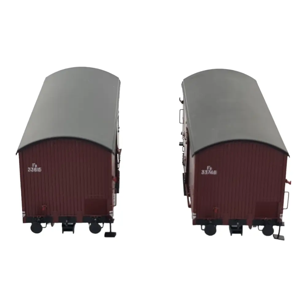 Set 2 Wagons primeurs 10T rouge sideros REE MODELES WB761 - SNCF HO 1/87 - EP II - 3