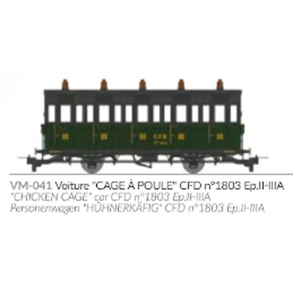 Voiture voyageurs « Cage à poule » N°1803 - Ree Modèles VM041 - HOe/HOm 1/87 - CFD - Ep II/III - 2R - 2