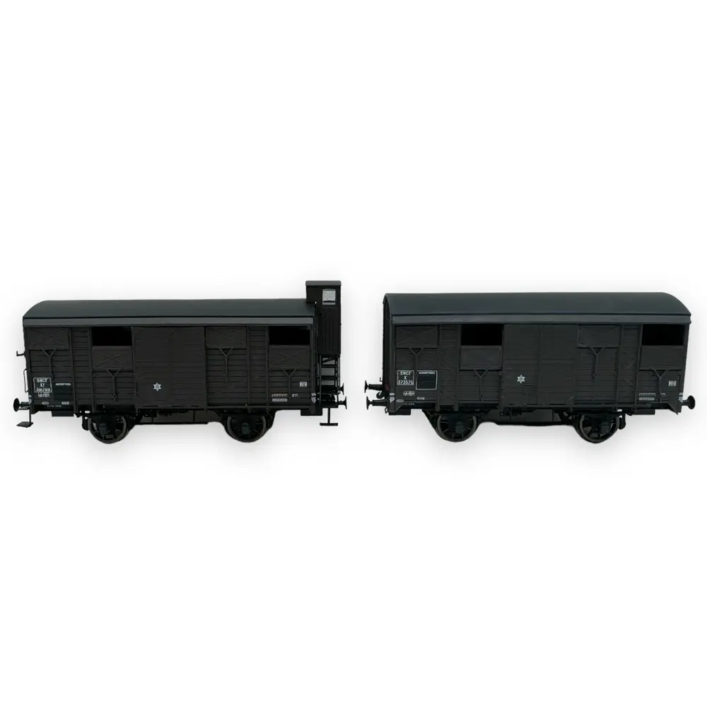 Coffret de 2 wagons couverts PLM 20T - Ree Modèles WB-701 - HO 1/87 - SNCF - Ep III - 2R - 3