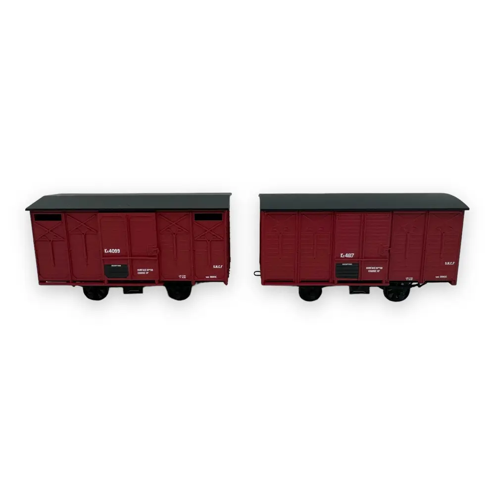 Set 2 wagons couverts - Ree Modèles VM-029 - HOe/HOm 1/87 - CFD - Ep III - 2R - 3