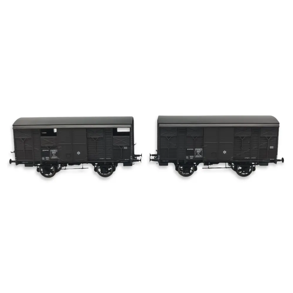 Set 2 Wagons ex-couverts primeurs 20T PLM REE Modèles WB737 - HO 1/87 - SNCF - EP III - 2
