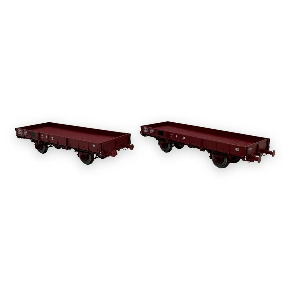 Set 2 Wagons Plats OCEM 29 REE Modèles WB607 Jho - HO 1/87 - SNCF - EP III - 2