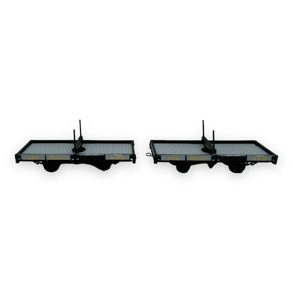 Set 2 wagons plats porte-grumes - Ree Modèles VM-035 - HOm 1/87 - CFD - Ep III - 2R - 3