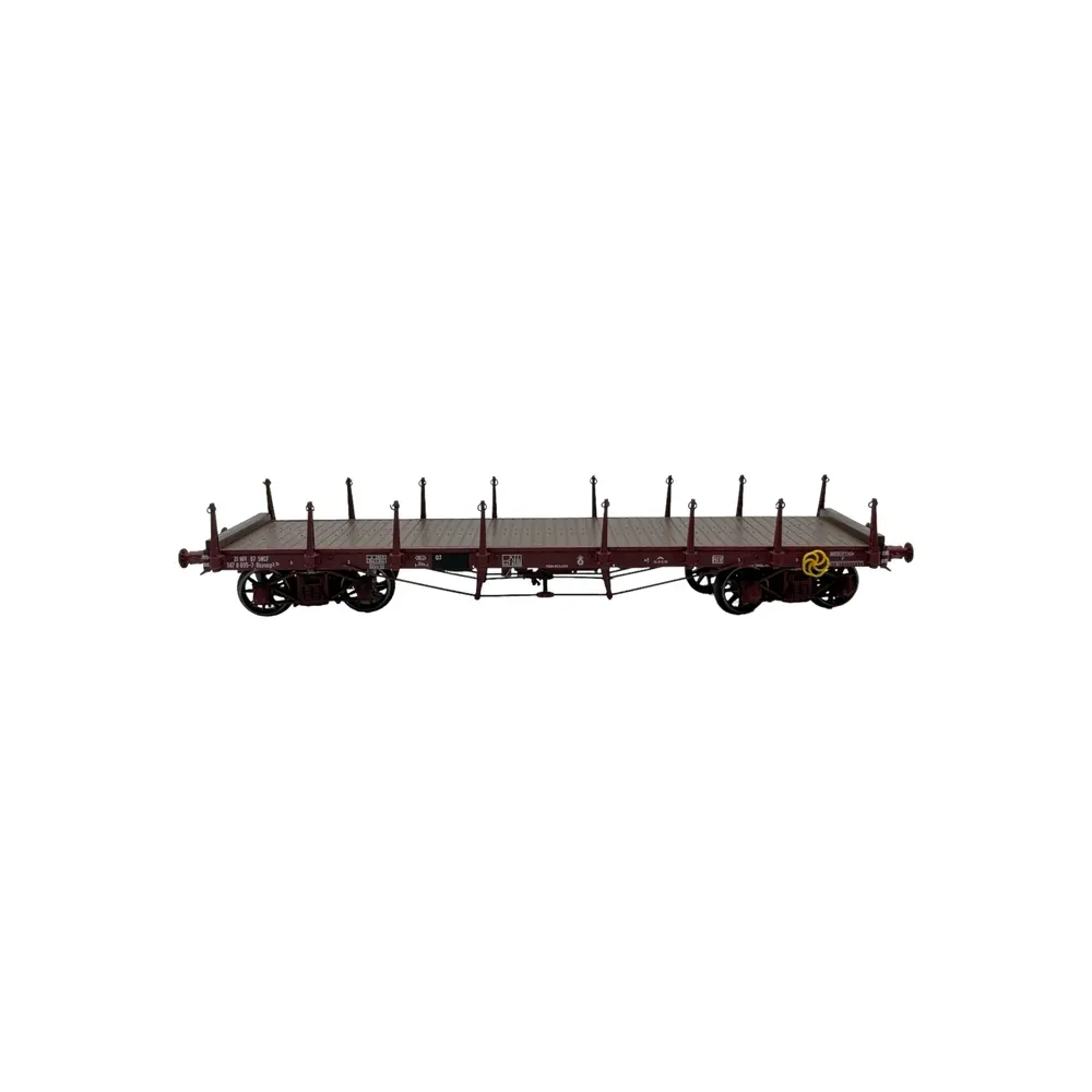 Wagon Plat TP Brun à Ranchers Courts -  REE MODELES WB551 - SNCF - HO : 1/87 - EP. IV - 2R  - 3