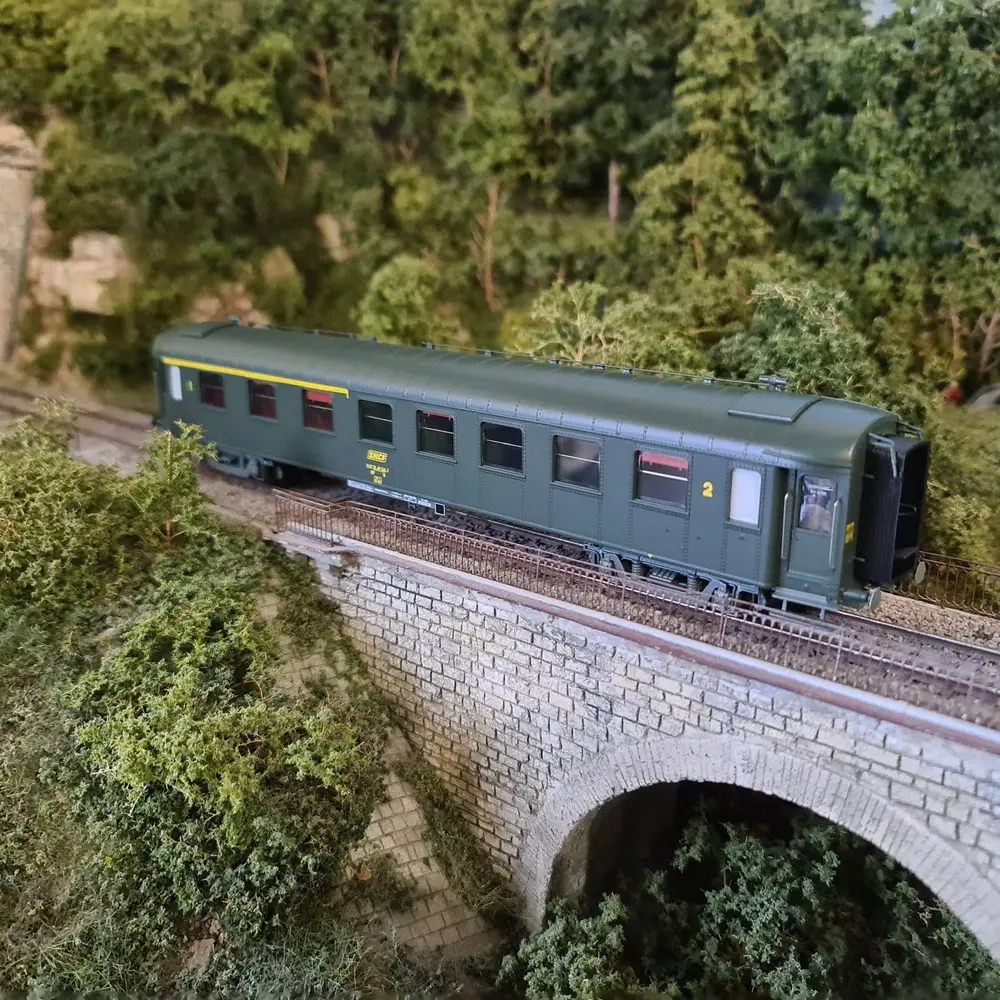 Voiture OCEM RA A3B5 verte - REE MODELES VB387 - SNCF - HO 1/87 - EP IV - 5