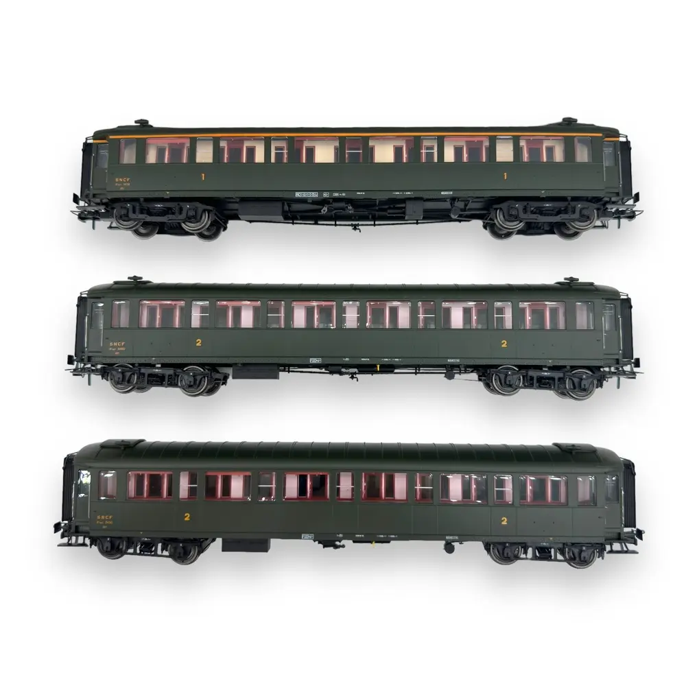 Coffret de 3 voitures métallisées A7 / B8 x2 ex-PLM - Ree Modèles VB-456 - HO 1/87 - SNCF - Ep III - 2R - 3