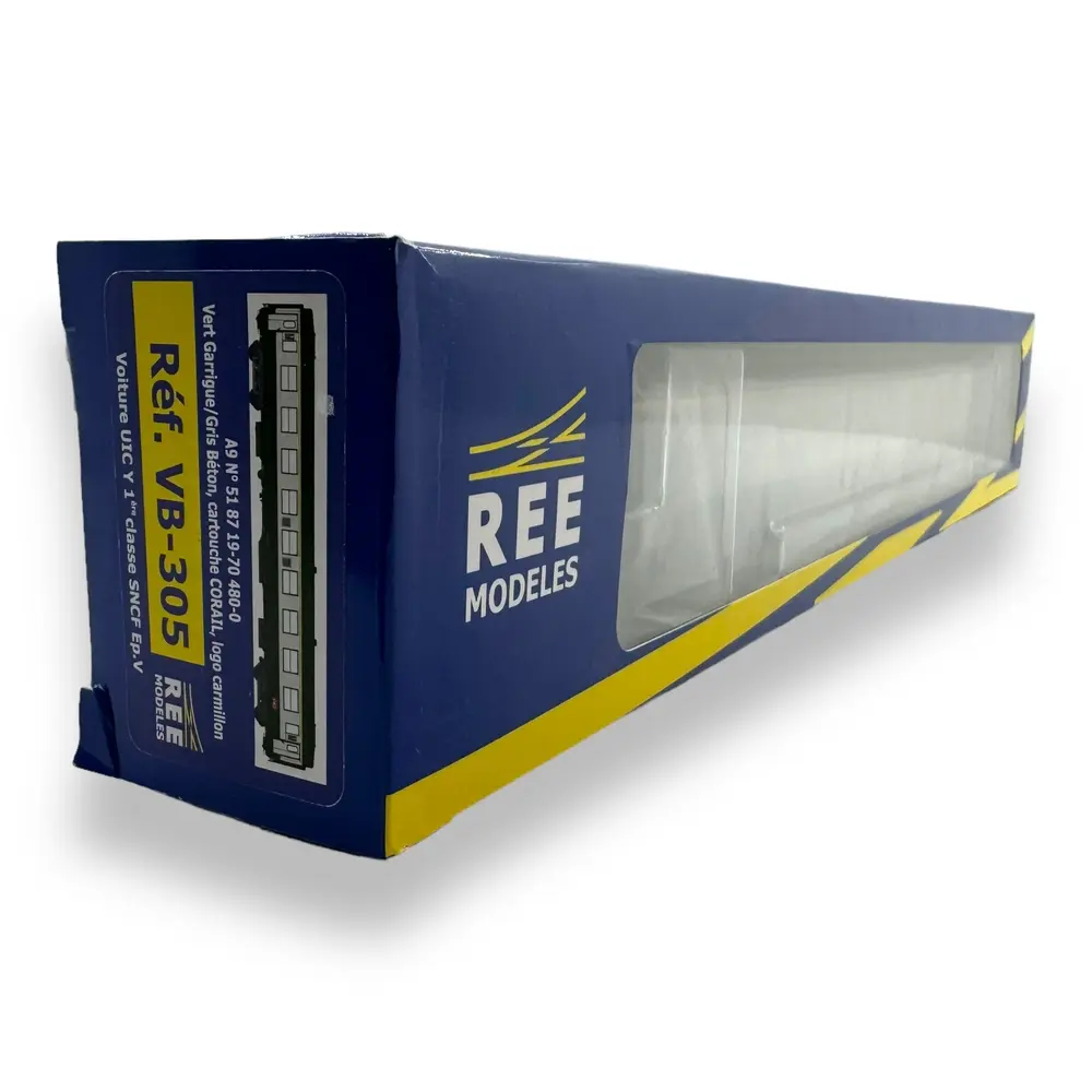 Voiture voyageur UIC A9 Vert/Gris - REE MODELES VB305 - SNCF - HO 1/87 - EP VI - 4