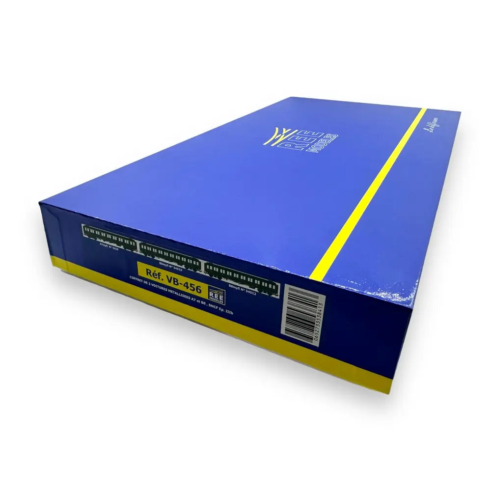 Coffret de 3 voitures métallisées A7 / B8 x2 ex-PLM - Ree Modèles VB-456 - HO 1/87 - SNCF - Ep III - 2R - 4
