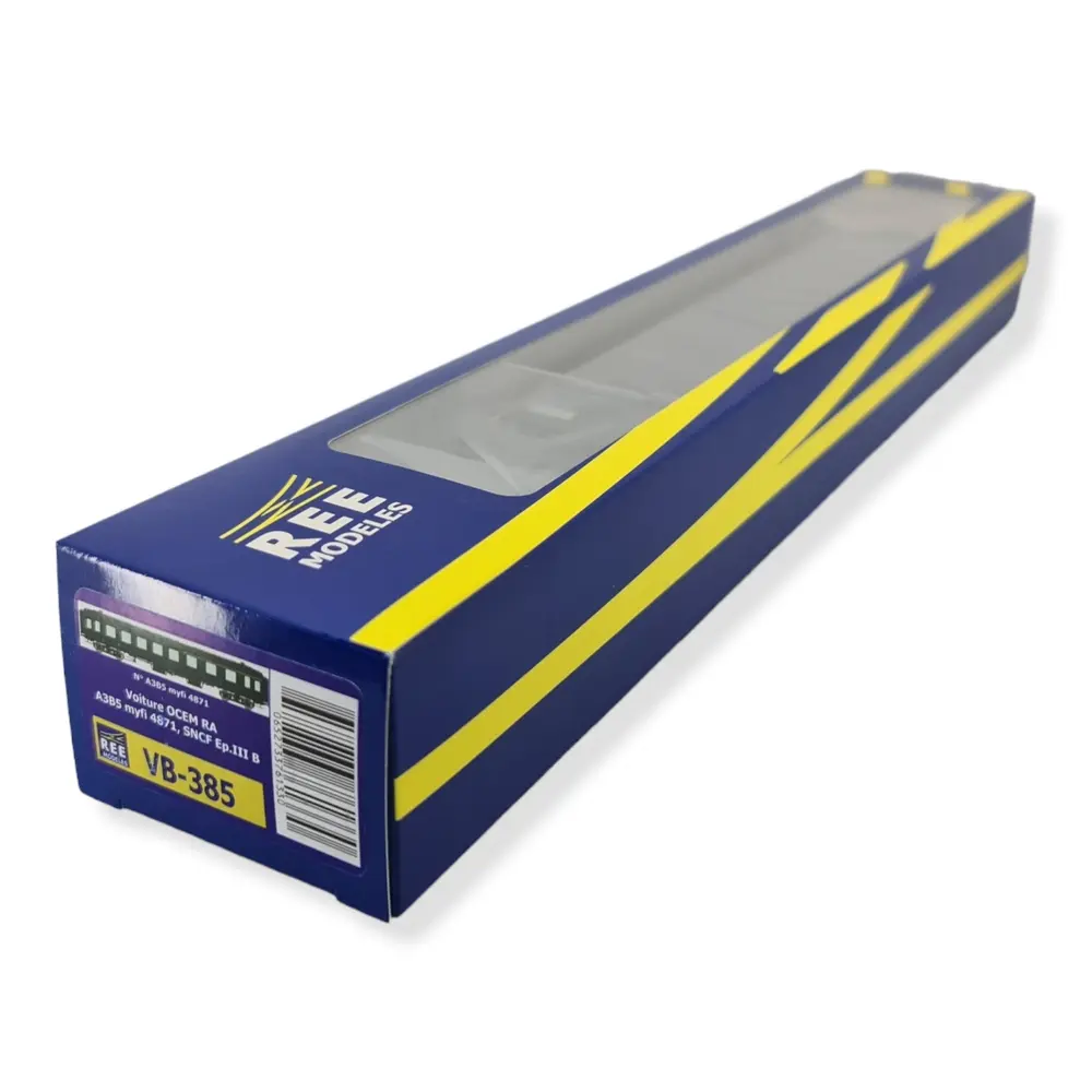 Voiture Voyageur OCEM RA A3B5 ex-midi verte - REE MODELES VB385 - SNCF - HO 1/87 - 4