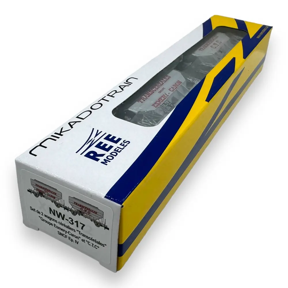 Set 2 wagons céréaliers - Ree Modèles NW-317 - N 1/160 - SNCF - Ep IV - 2R - 4