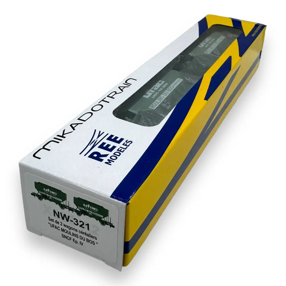 Set 2 wagons céréaliers - Ree Modèles NW-321 - N 1/160 - SNCF - Ep IV - 2R - 4