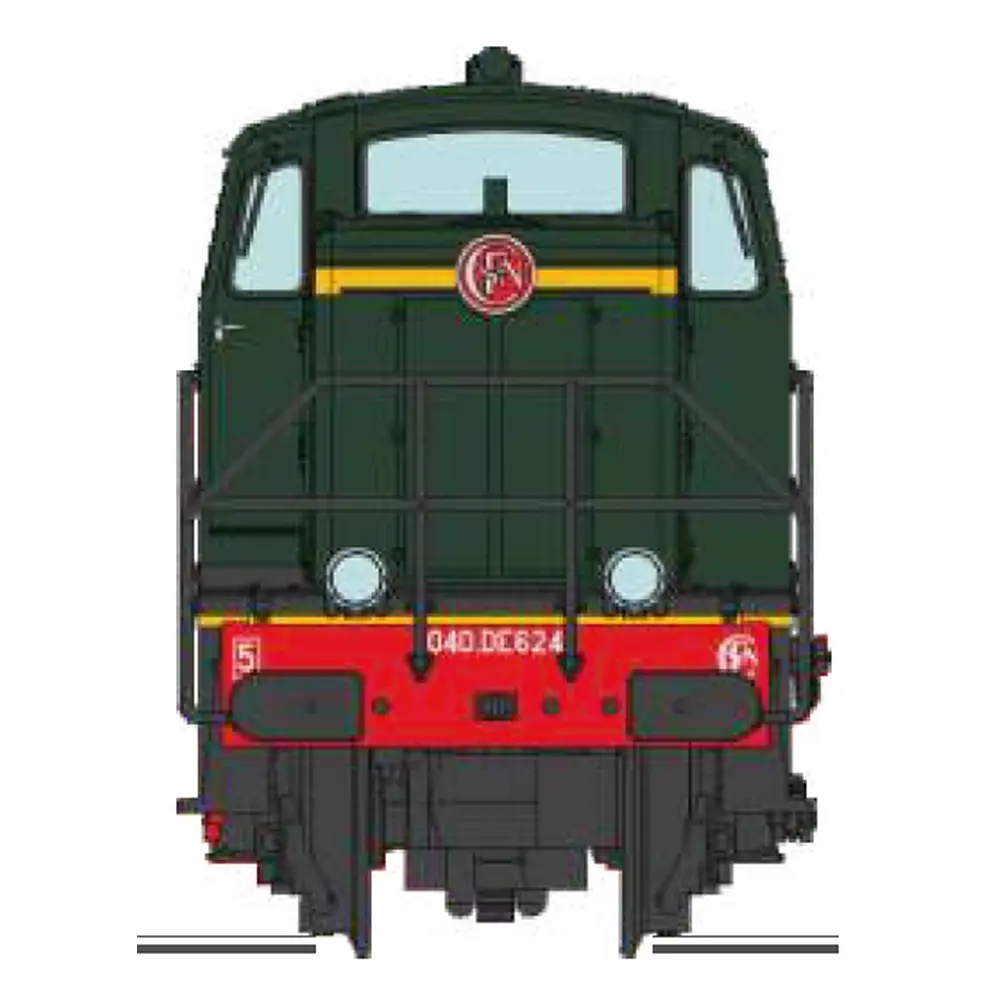 Locomotive diesel 040 DE 624, livrée d'origine, plaques en relief, dépôt de Clermont (Sud-Est) - Ree Modèles NW362 - N 1/160 - SNCF- Ep III - Analogique - 2R - 2