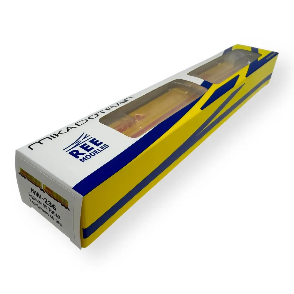 Wagon Sggmrss 90 TOUAX + 2 Conteneurs 45’ DHL - REE MODÈLES NW-236 - N 1/160 - SNCF - VI - 4