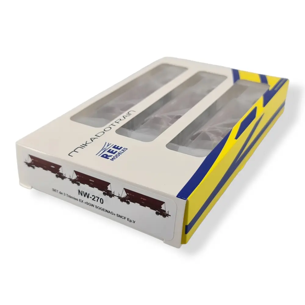 Set de 3 Wagons Trémies EX SGW - REE MODÈLES NW-270 - N 1/160 - SNCF - EP V - DC - 4