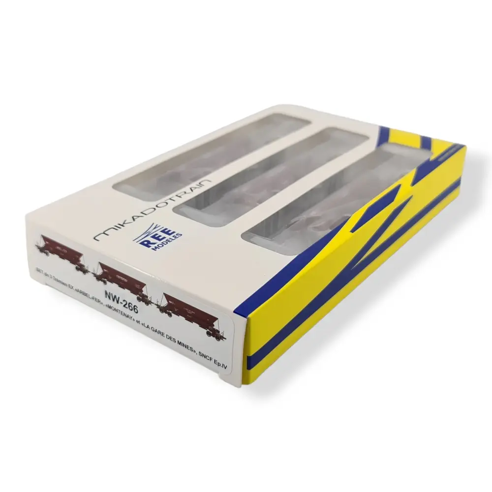 Set de 3 Wagons Trémies EX - REE MODÈLES NW-266 - N 1/160 - SNCF - EP IV - DC - 4