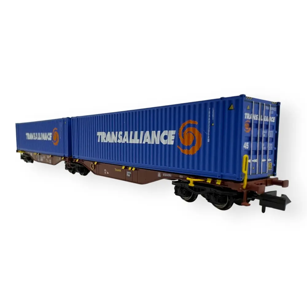 Wagon Sggmrss 90 TOUAX + 2 conteneurs 45’ TRANSALLIANCE - REE MODÈLES NW-235 - N 1/160 - SNCF - VI - 2