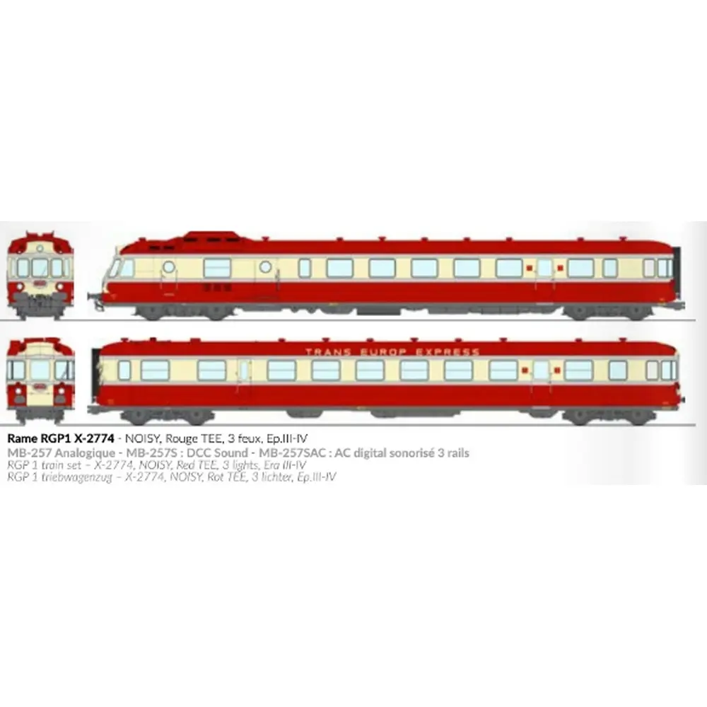 Autorail diesel RGP 1 X-2774 - Ree Modèles MB257SAC - HO 1/87 - SNCF/TEE - Ep III/IV - Digital sound - 3R - 2