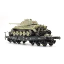 Char Tiger II sur wagon de transport - ARTITEC 6870651 - HO 1/87 - 4