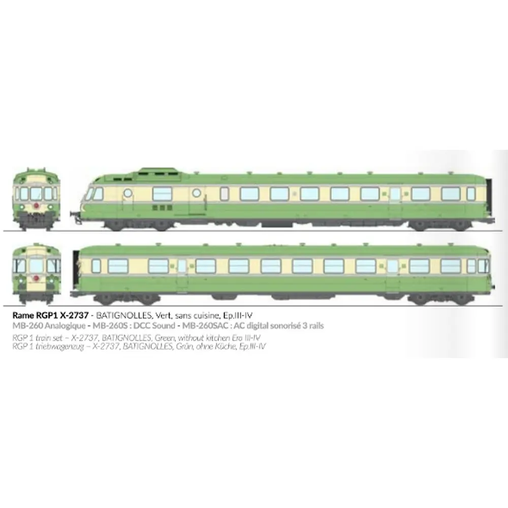 Autorail diesel RGP 1 X-2737 - Ree Modèles MB260 - HO 1/87 - SNCF/TEE - Ep III/IV - Analogique - 2R - 2