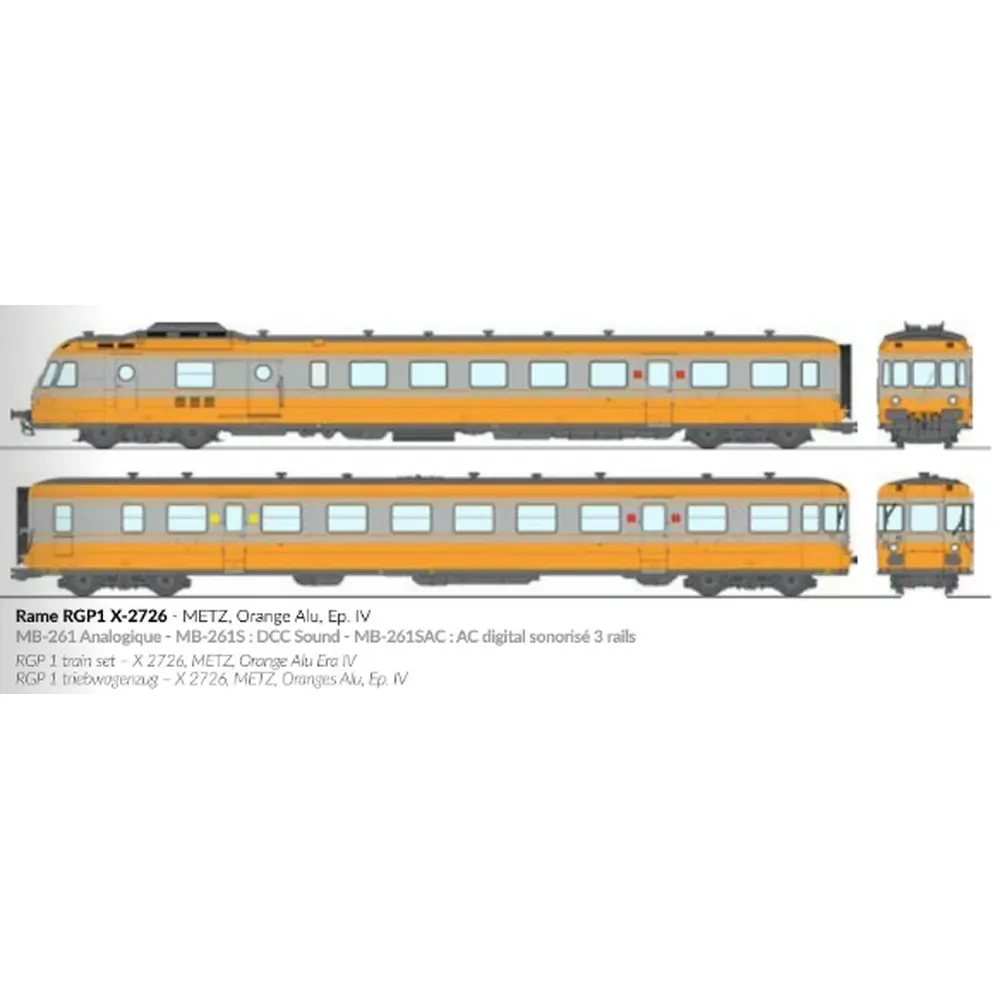 Autorail diesel RGP 1 X-2726 - Ree Modèles MB261 - HO 1/87 - SNCF/TEE - Ep IV - Analogique - 2R - 2