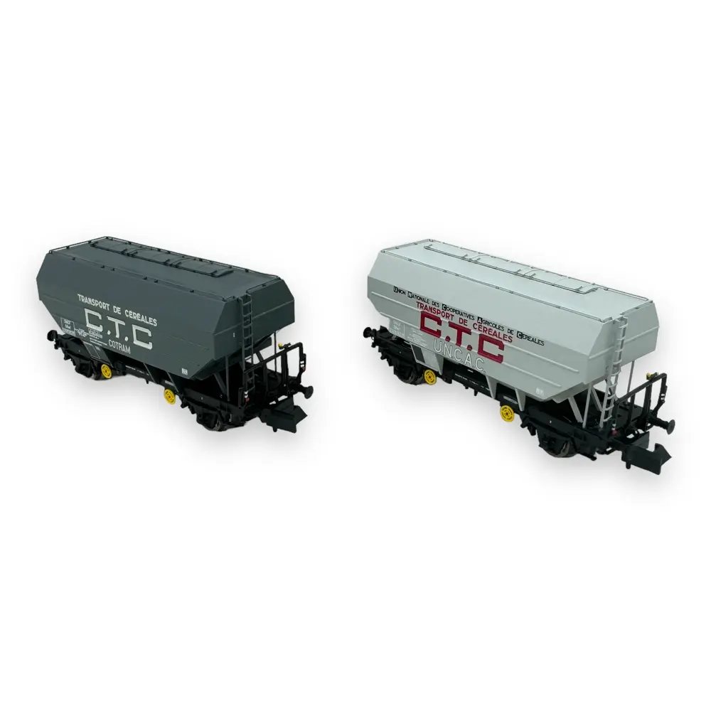 Set de 2 wagons céréaliers "C.T.C COTRAM" & "C.T.C UNCAC" - Ree Modèles NW-313 - N 1/160 - SNCF - Ep III - 2R - 2