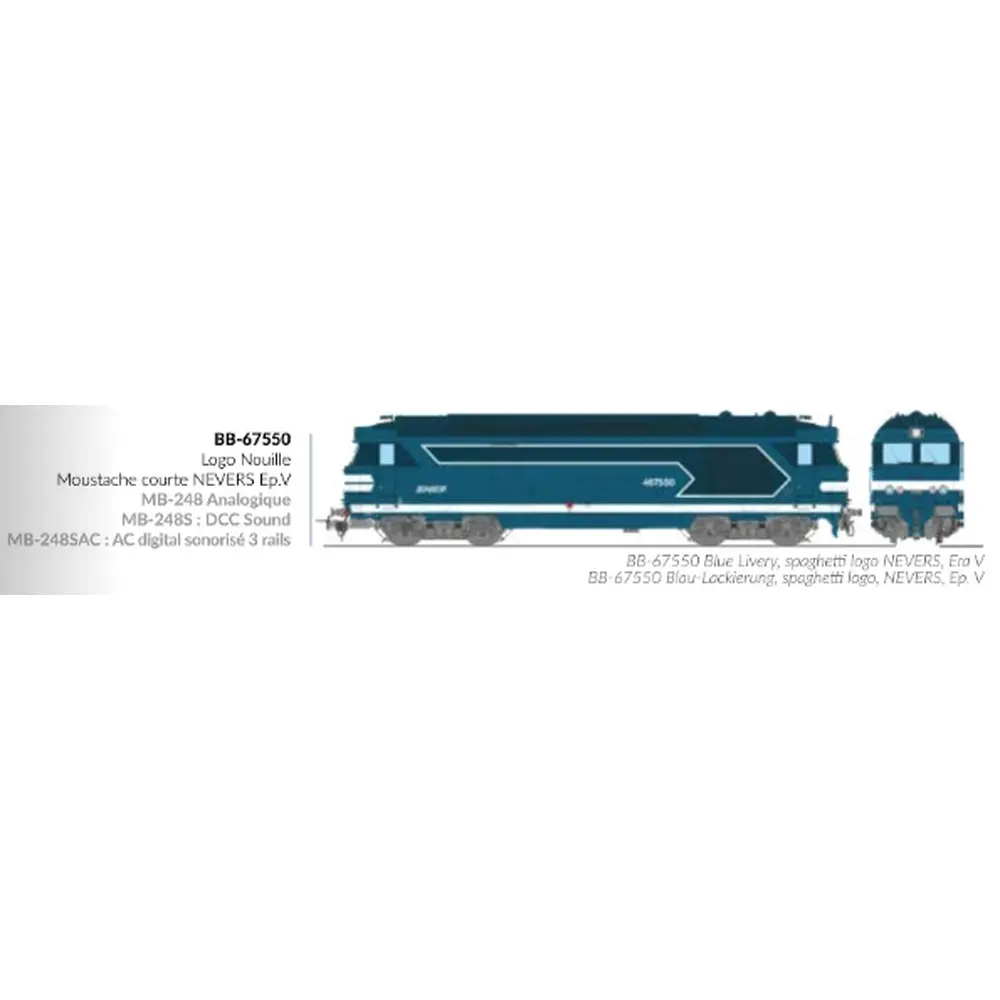 Locomotive diesel BB 67550 - Ree Modèles MB248SAC - HO 1/87 - SNCF - Ep V - Digital sound fumigène - 3R - 2