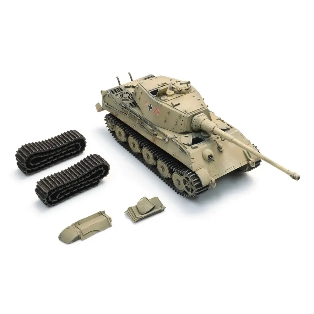 Char Tiger II sur wagon de transport - ARTITEC 6870651 - HO 1/87 - 5