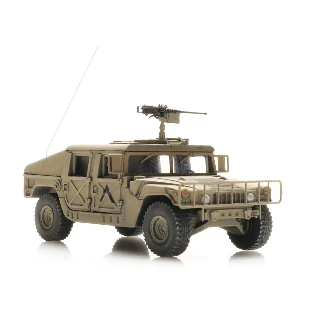 Véhicule militaire US HMMWV Desert blindé .50 MG, prêt à l'emploi - Artitec 6870538 - HO 1/87 - 2