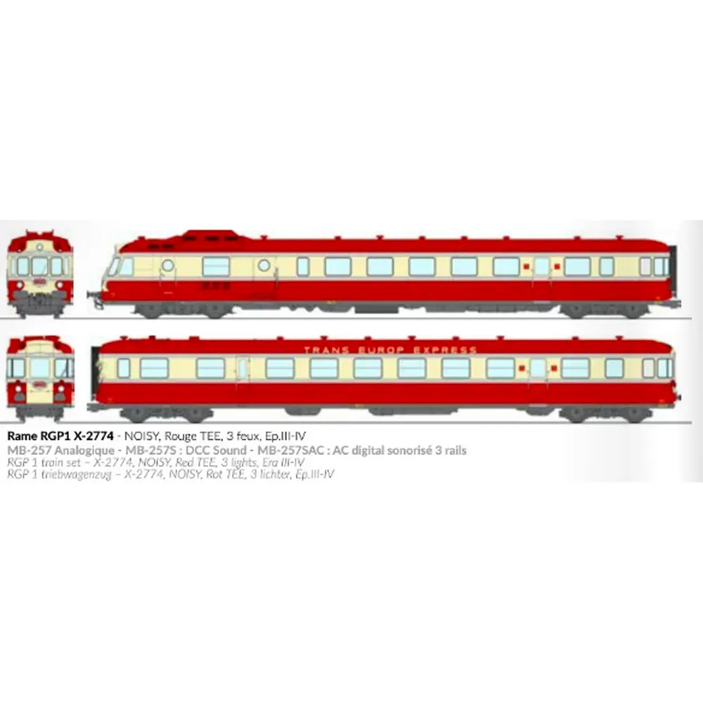 Autorail diesel RGP 1 X-2774 - Ree Modèles MB257S - HO 1/87 - SNCF/TEE - Ep III/IV - Digital sound - 2R - 2