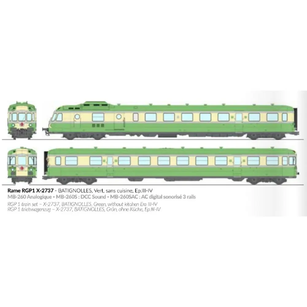 Autorail diesel RGP 1 X-2737 - Ree Modèles MB260SAC - HO 1/87 - SNCF/TEE - Ep III/IV - Digital sound - 3R - 2