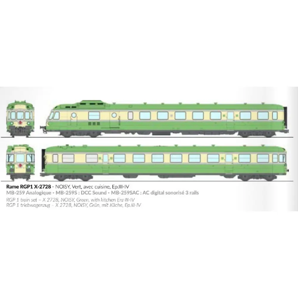 Autorail diesel RGP 1 X-2728 - Ree Modèles MB259S - HO 1/87 - SNCF/TEE - Ep III/IV - Digital sound - 2R - 2