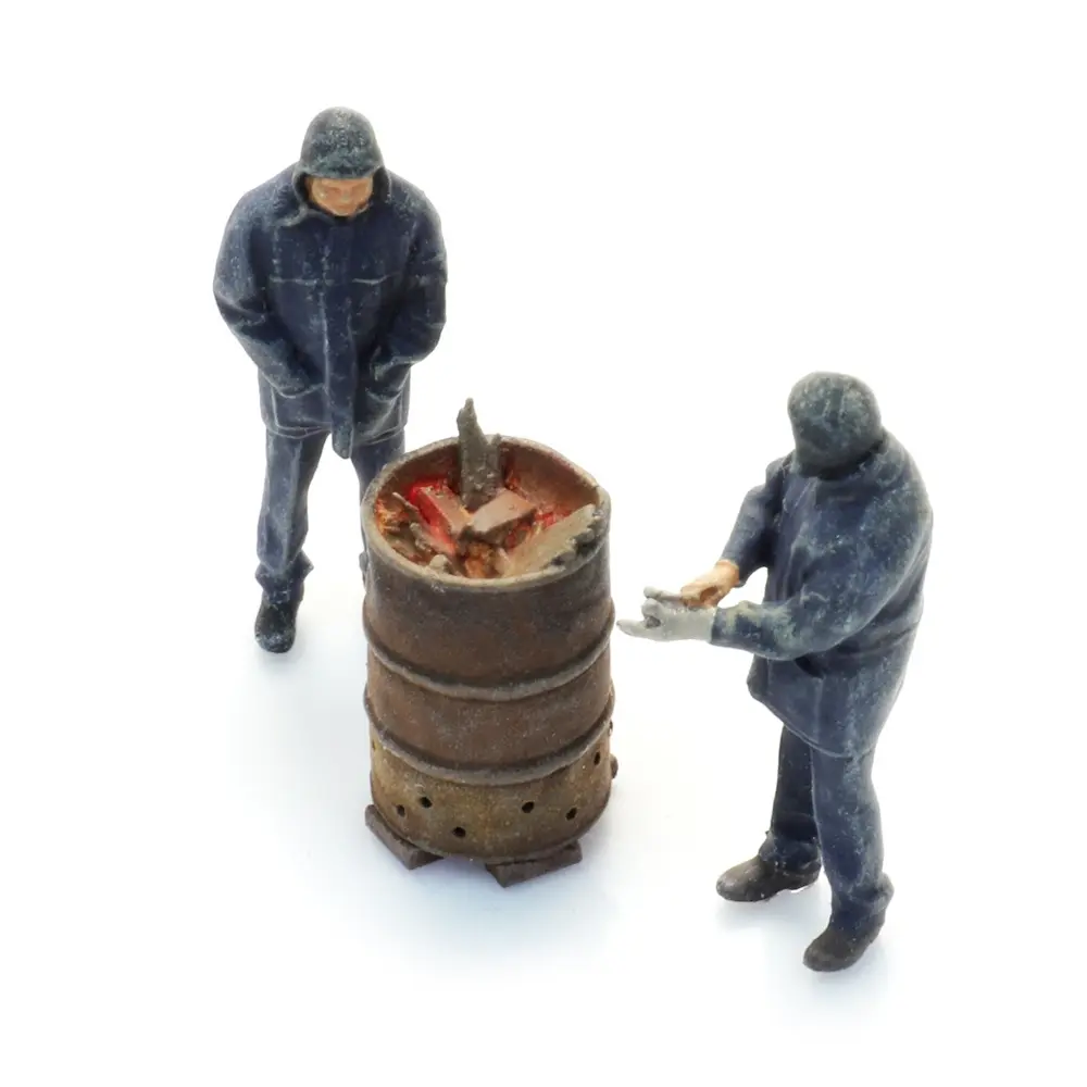 Lot de 2 Trackworkers Avec Baril de Combustion - Artitec - 5870048 - HO 1/87 - 2