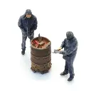 Lot de 2 Trackworkers Avec Baril de Combustion - Artitec - 5870048 - HO 1/87 - 2