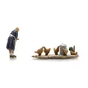 Fermier avec poulets - 1 personnage, 5 poules et 1 coq - ARTITEC 5220010 - Z 1/220 - 3