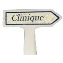 Panneau Michelin d'indication de lieu, vers la droite : Clinique - SAI 8427 - HO 1/87 - 2