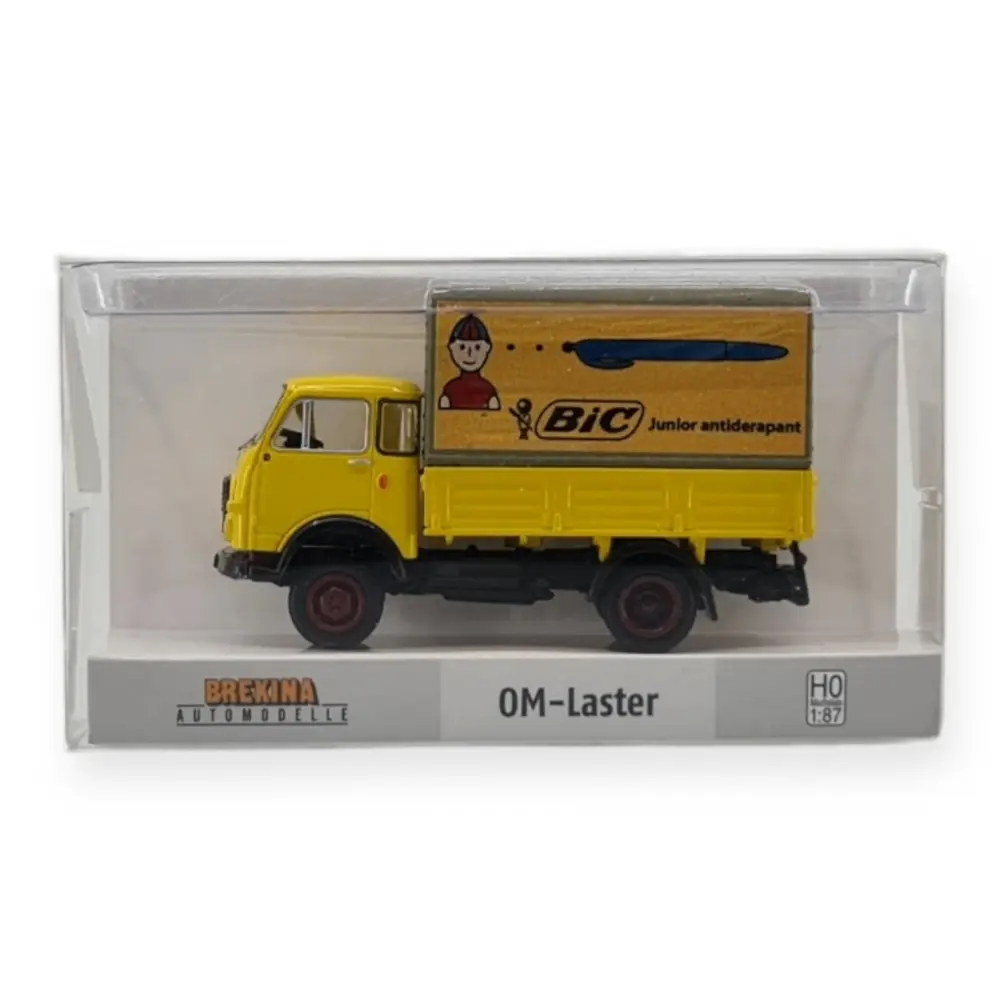 Camion bâché OM UNIC "bic" jaune SAI 2977 - HO 1/87 - 2