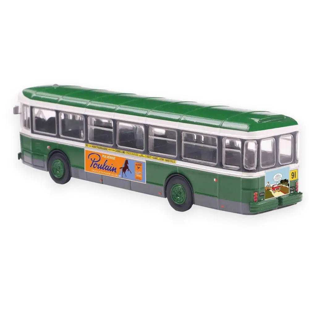 Autobus Saviem SC10, 0-4-4, RATP ligne 91 (Gare Montparnasse - Bastille) - Sai 4366 - HO 1/87 - 2